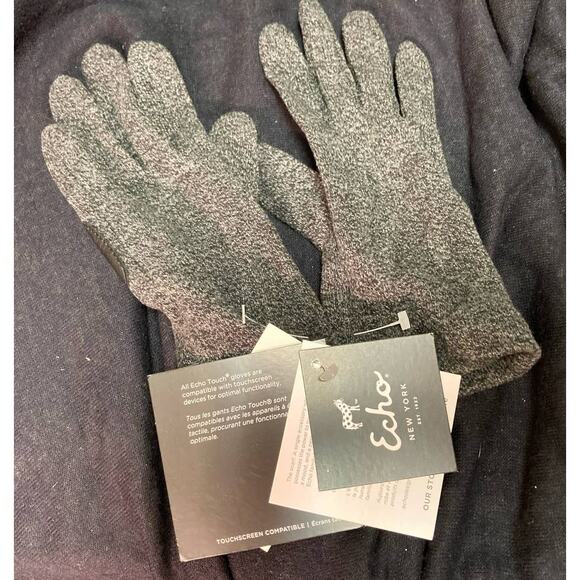 Echo Touchscreen Compatible Knit Gloves Women Small/Medium Charcoal Heather NWT - Picture 2 of 6